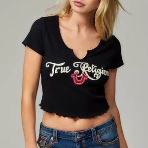 True Religion Black and White Crop Top